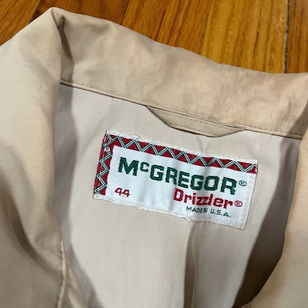 Vintage McGregor Jacket 44 Beige Drizzler Full Zip USA Talon Stains - Picture 3 of 11